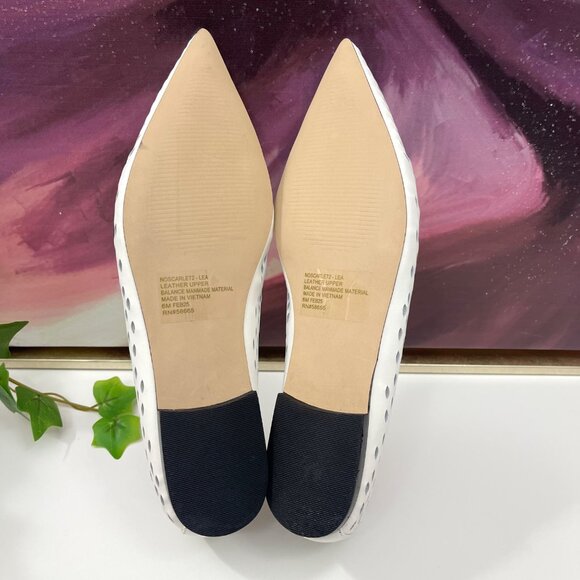 Nordstrom Scarlet Pointed Toe Flat in White Perforated Size 6 - Picture 12 of 14